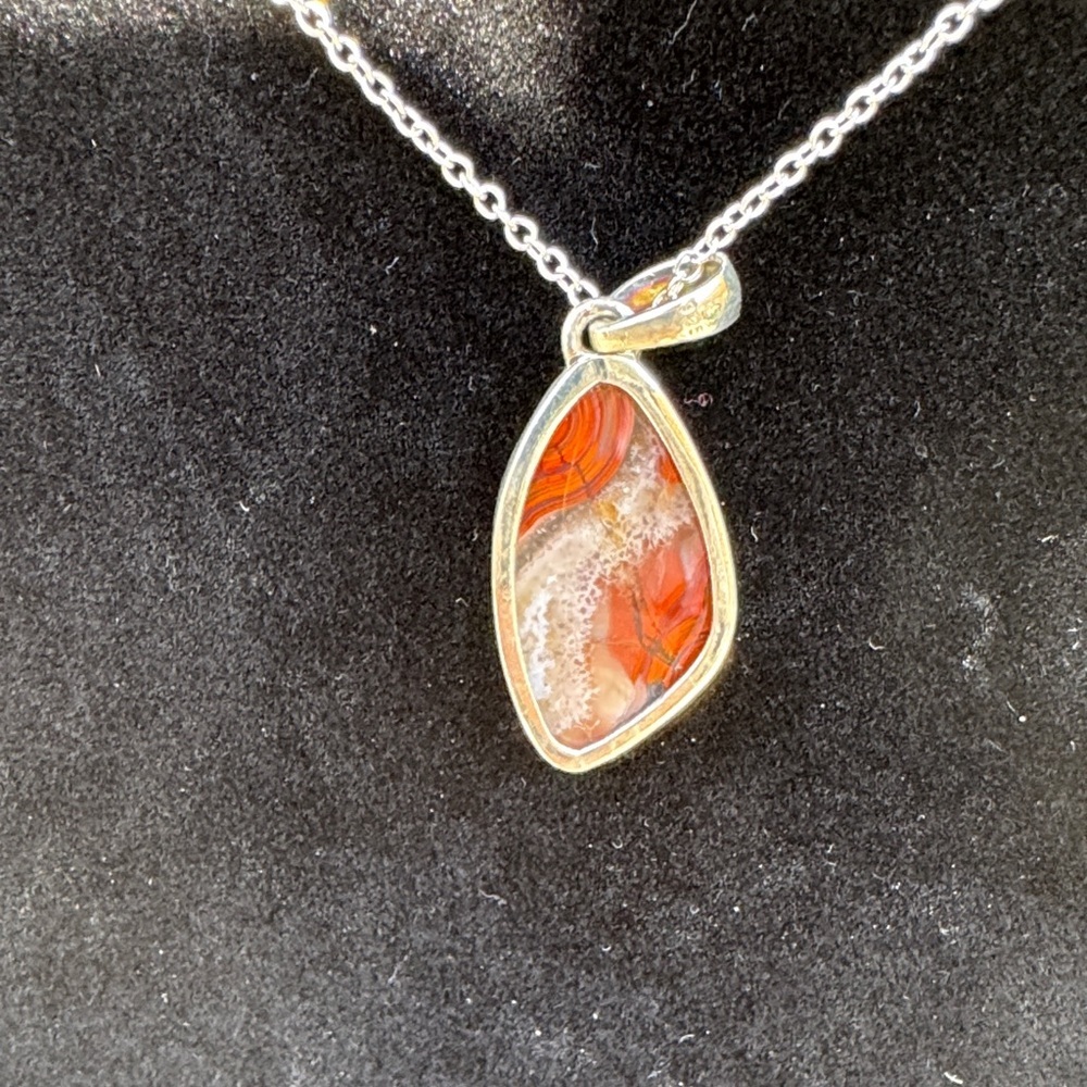 Crazy Lace Agate Pendant 925 Silver - Picture 3 of 5